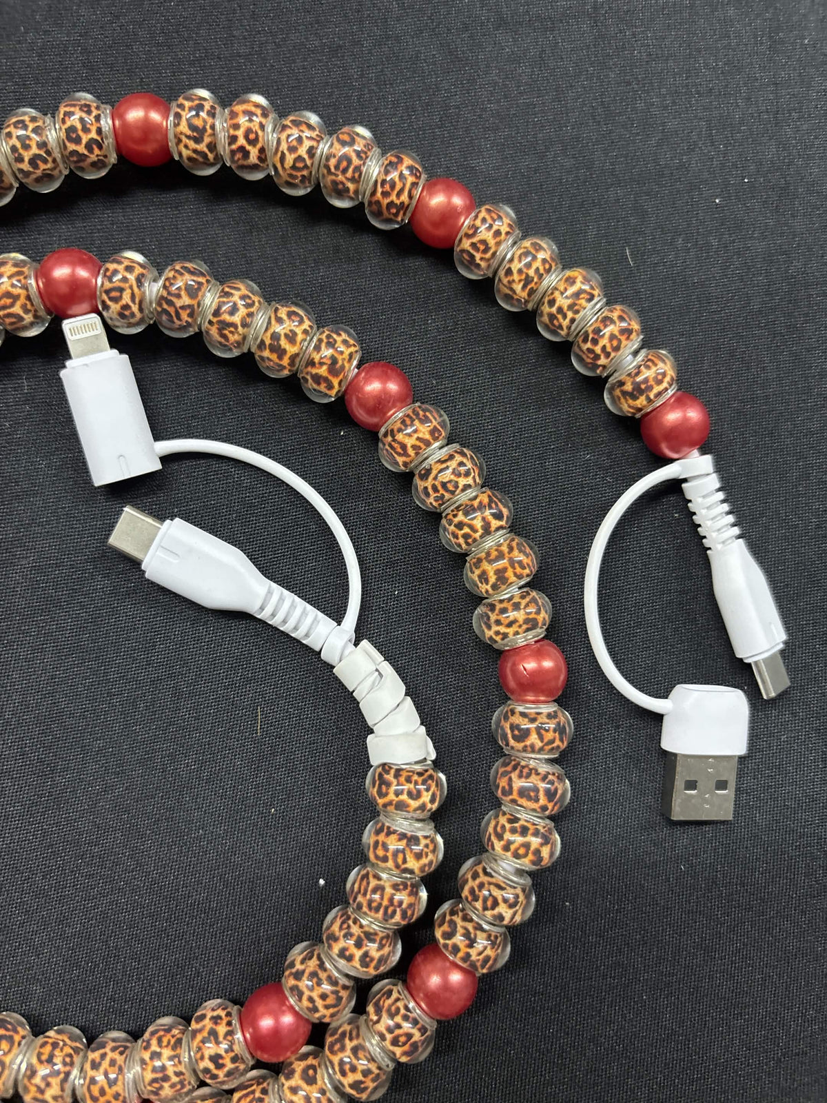 Western Beaded Decor Charging Cord with Universal Adapters