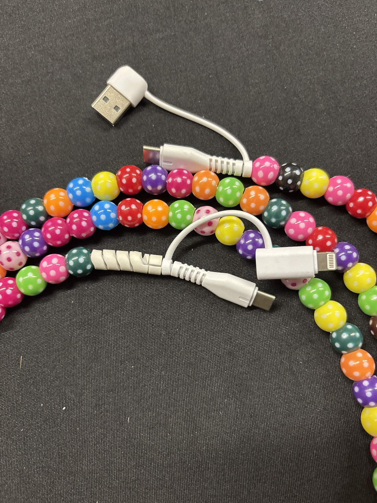 Beaded Multi-Connector Phone Charging Cable (3-Foot & 6-Foot Options)