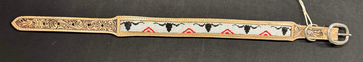 Western Tooled Leather Large Dog Collars