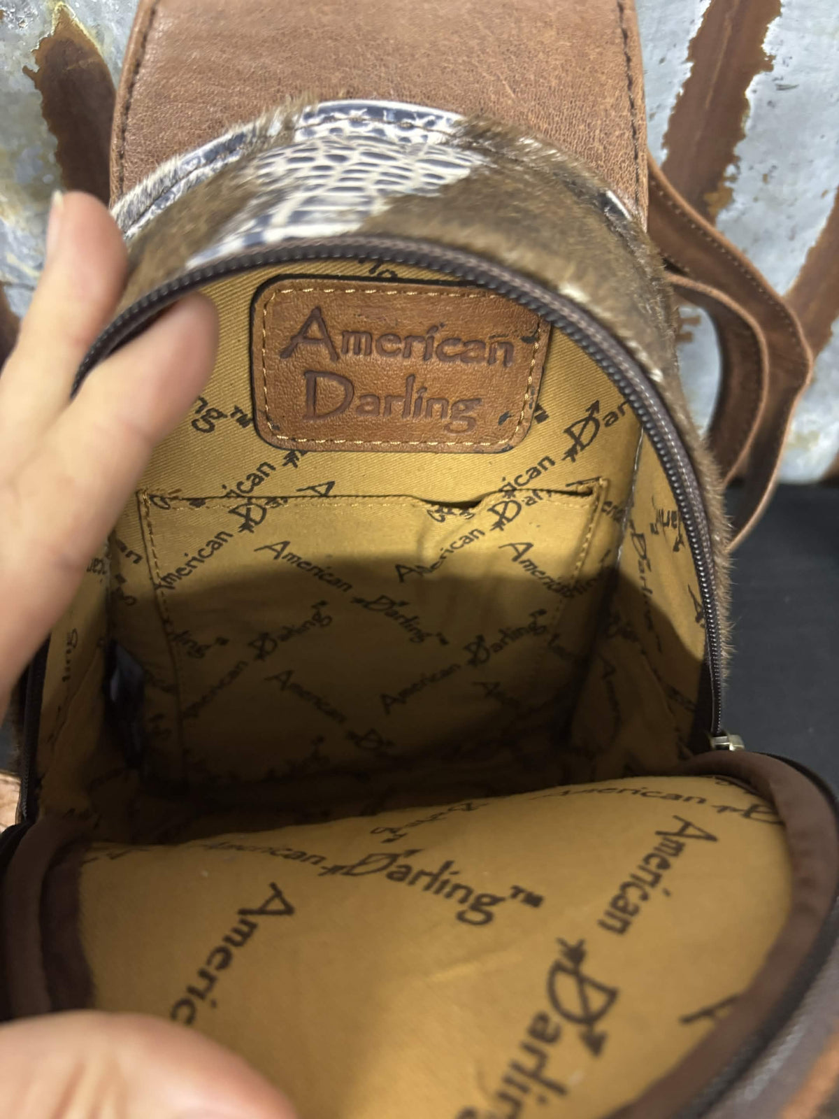 American Darling Gator Embossed Hair-On Hide Concealed Carry Sling Bag
