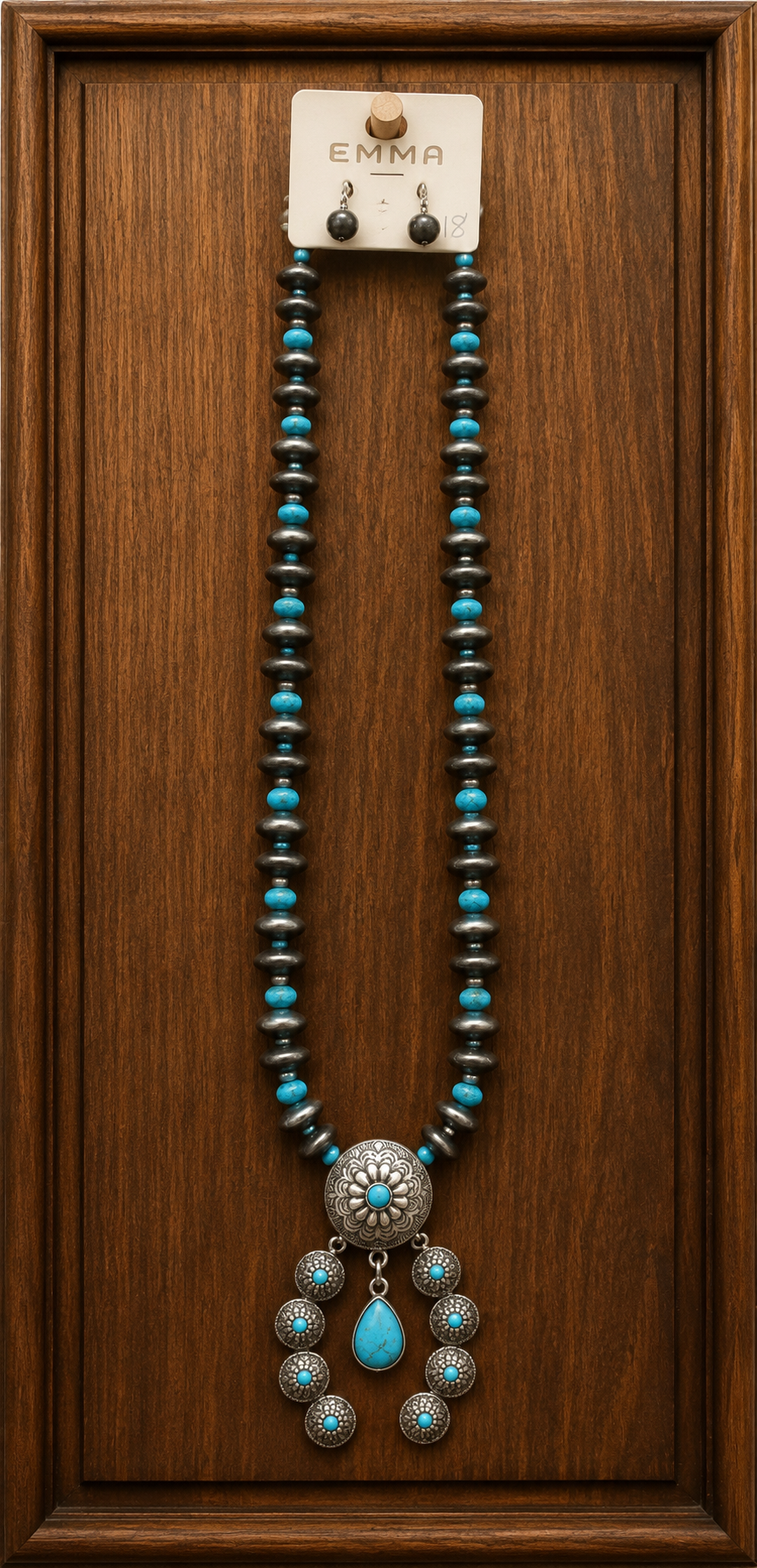 Concho Necklace with Turquoise Accent