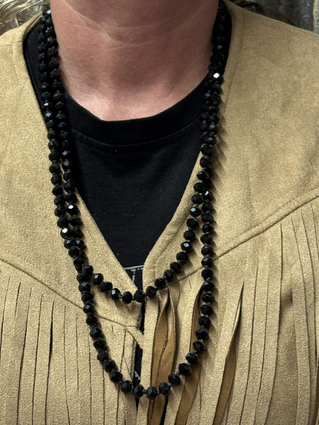Black Faceted Beaded Necklace