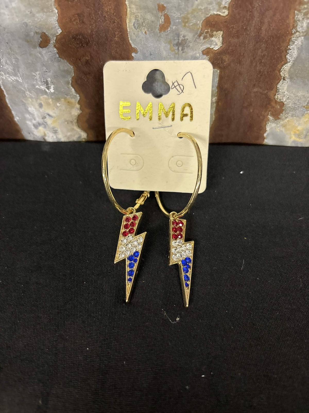 Patriotic Lightning Bolt Hoop Earrings