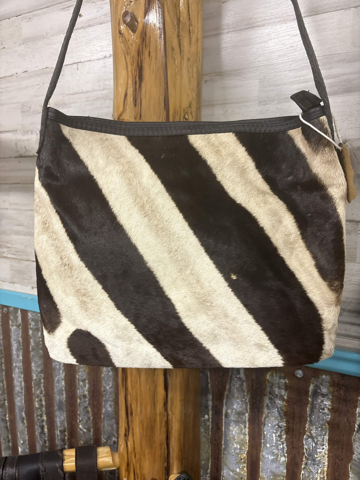 Handcrafted Genuine Zebra Hide Shoulder Bag