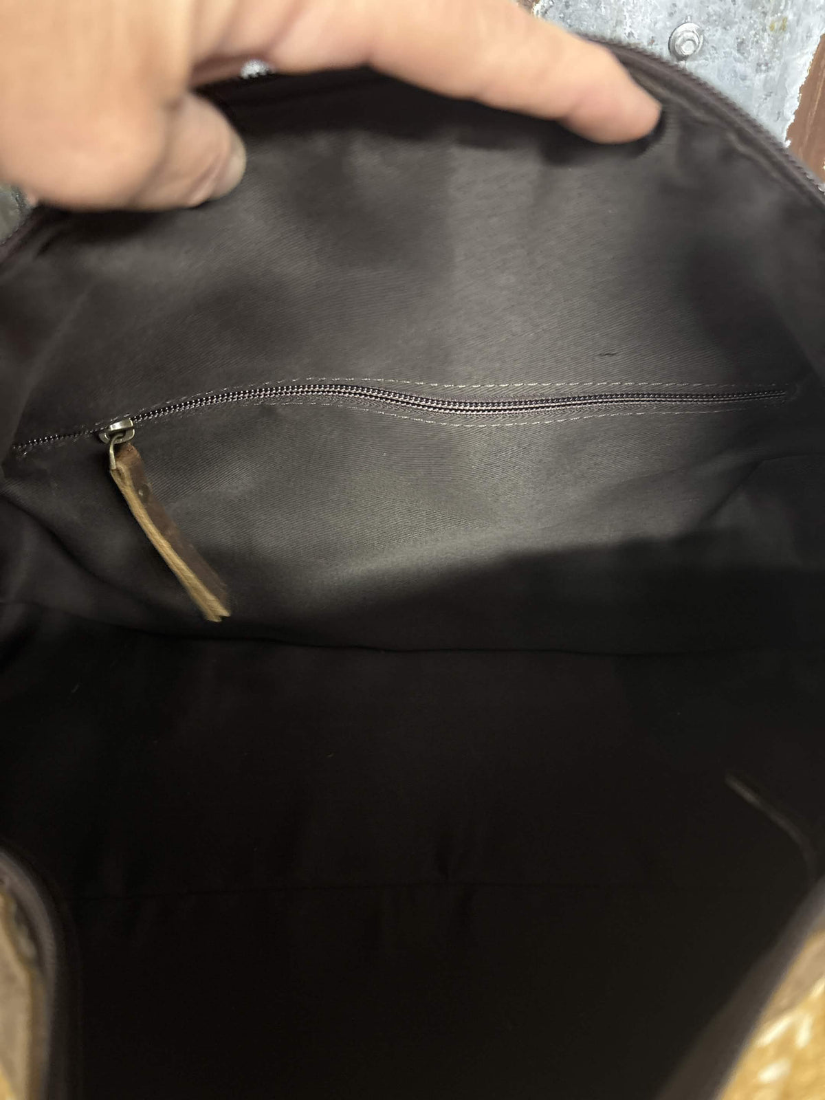 Speckled Fawn Cowhide Overnight Duffel