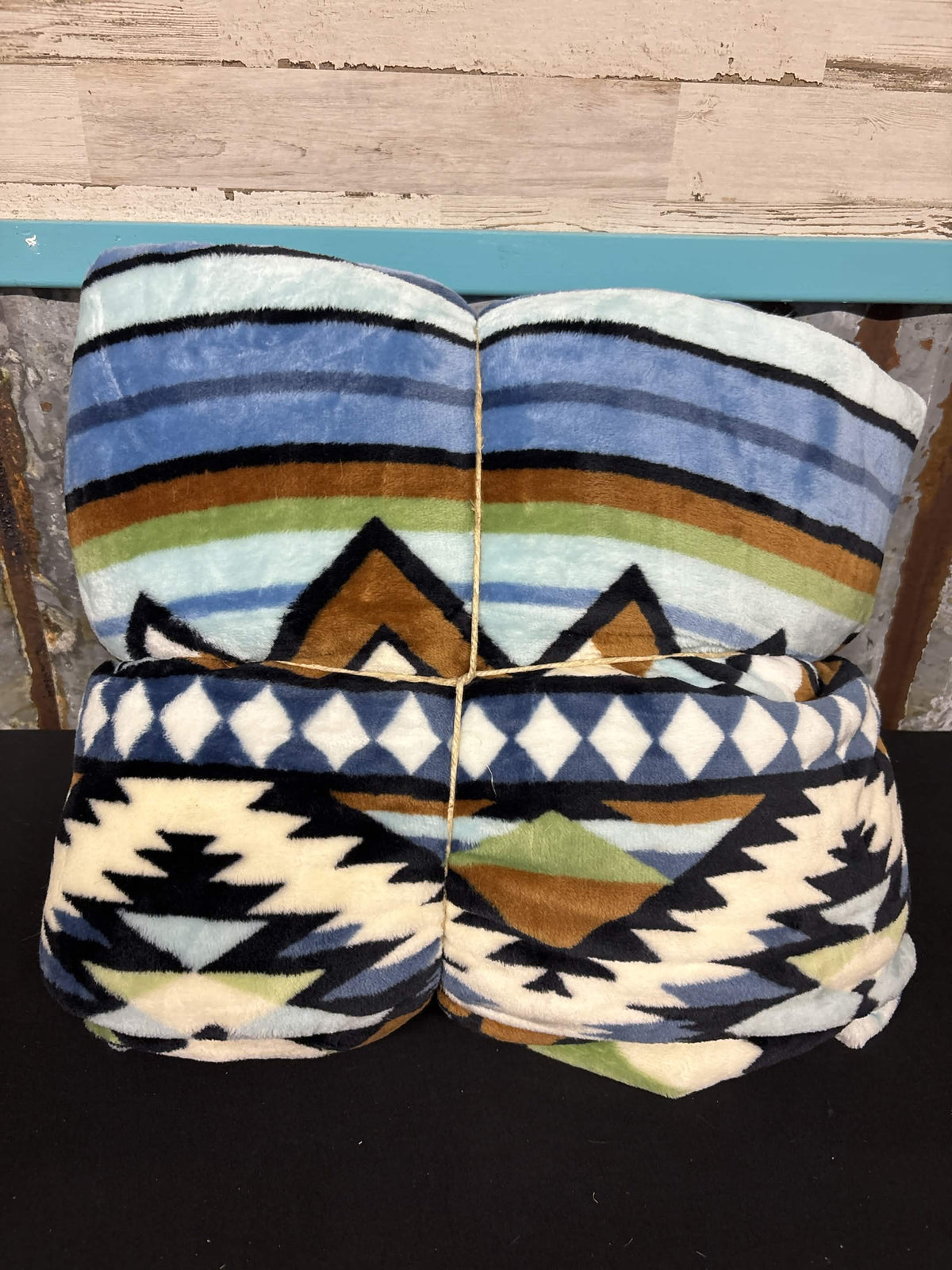 Southwestern Turquoise Aztec Pattern King Blanket