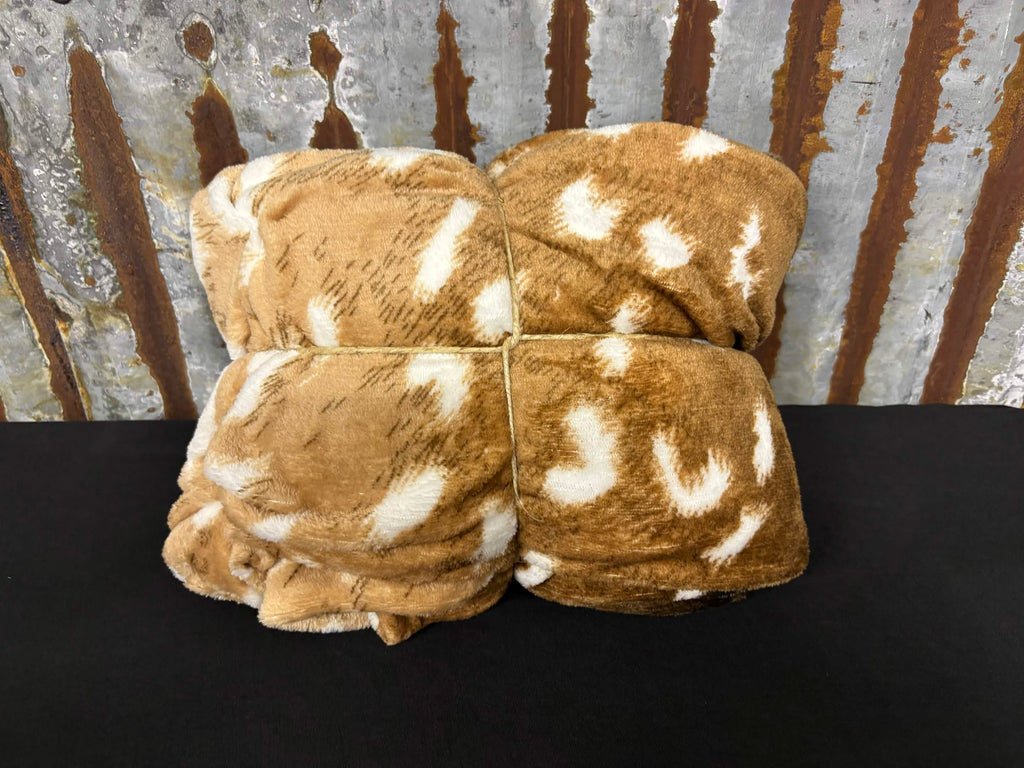 Plush Fawn Print Twin Blanket