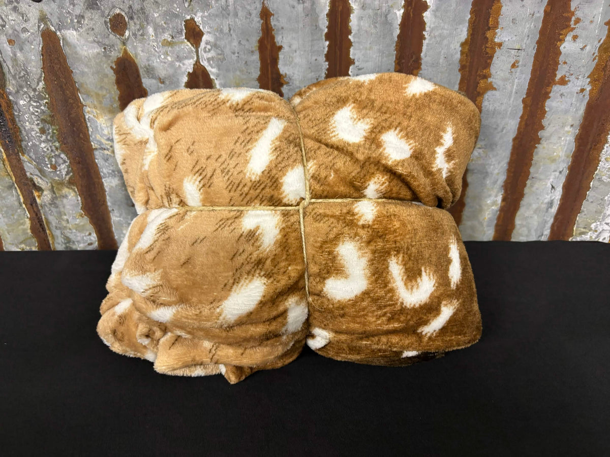 Plush Fawn Print Twin Blanket