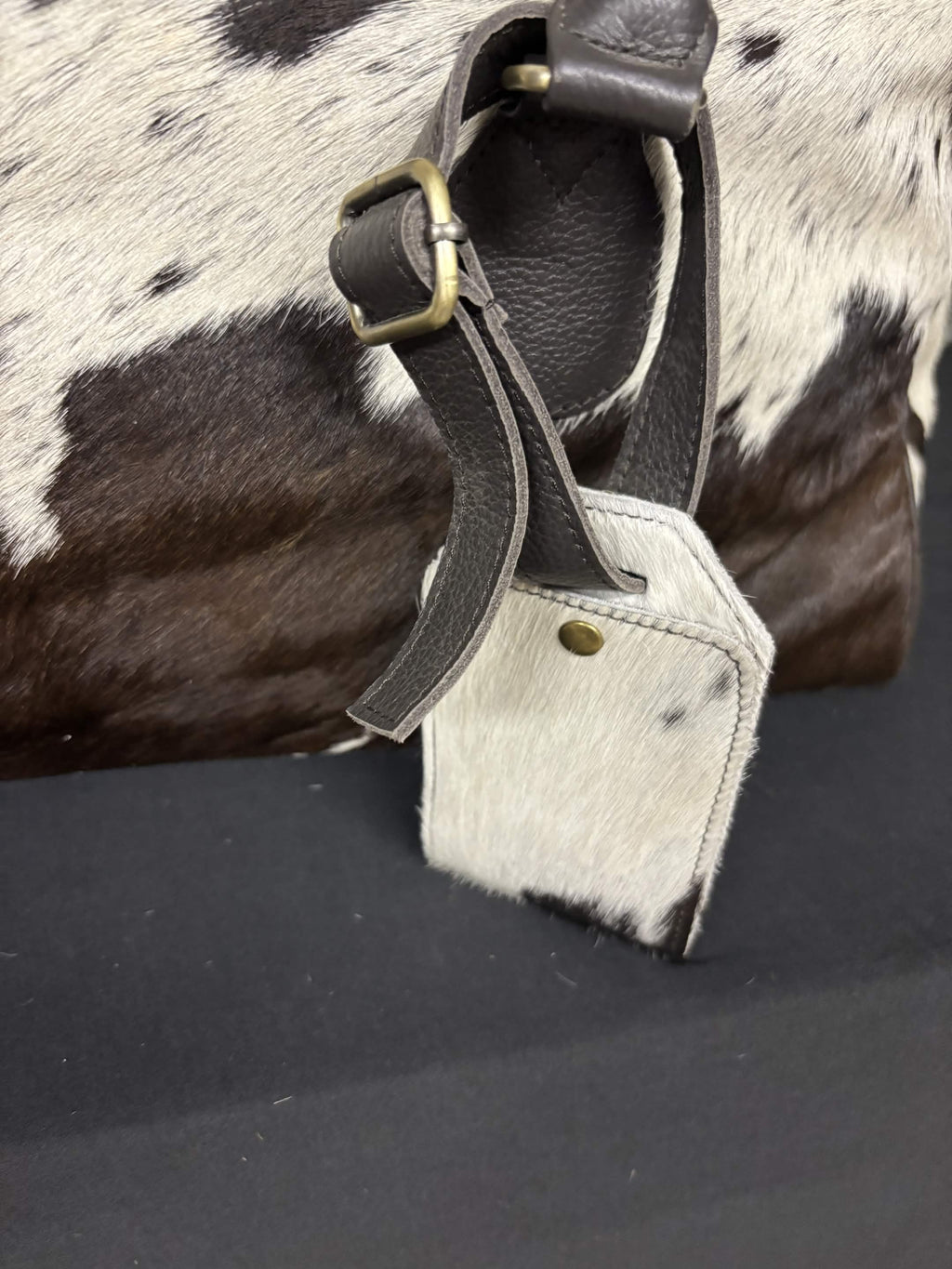 Premium Hair-On Hide & Leather Travel Duffel with Inlay Strap