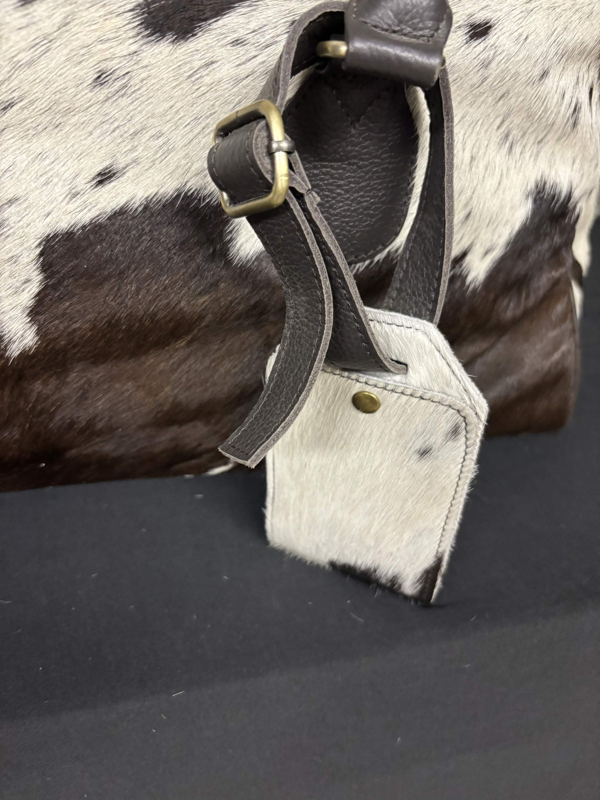 Premium Hair-On Hide & Leather Travel Duffel with Inlay Strap