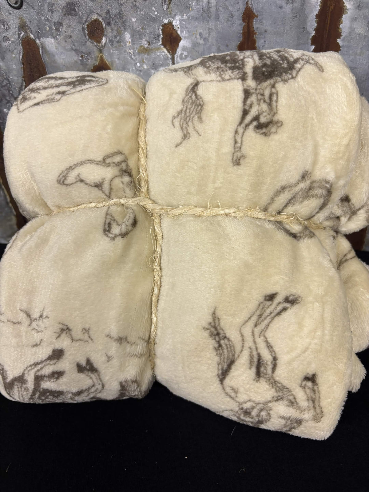 Western Cowboy Sketch Print Queen Throw Blanket