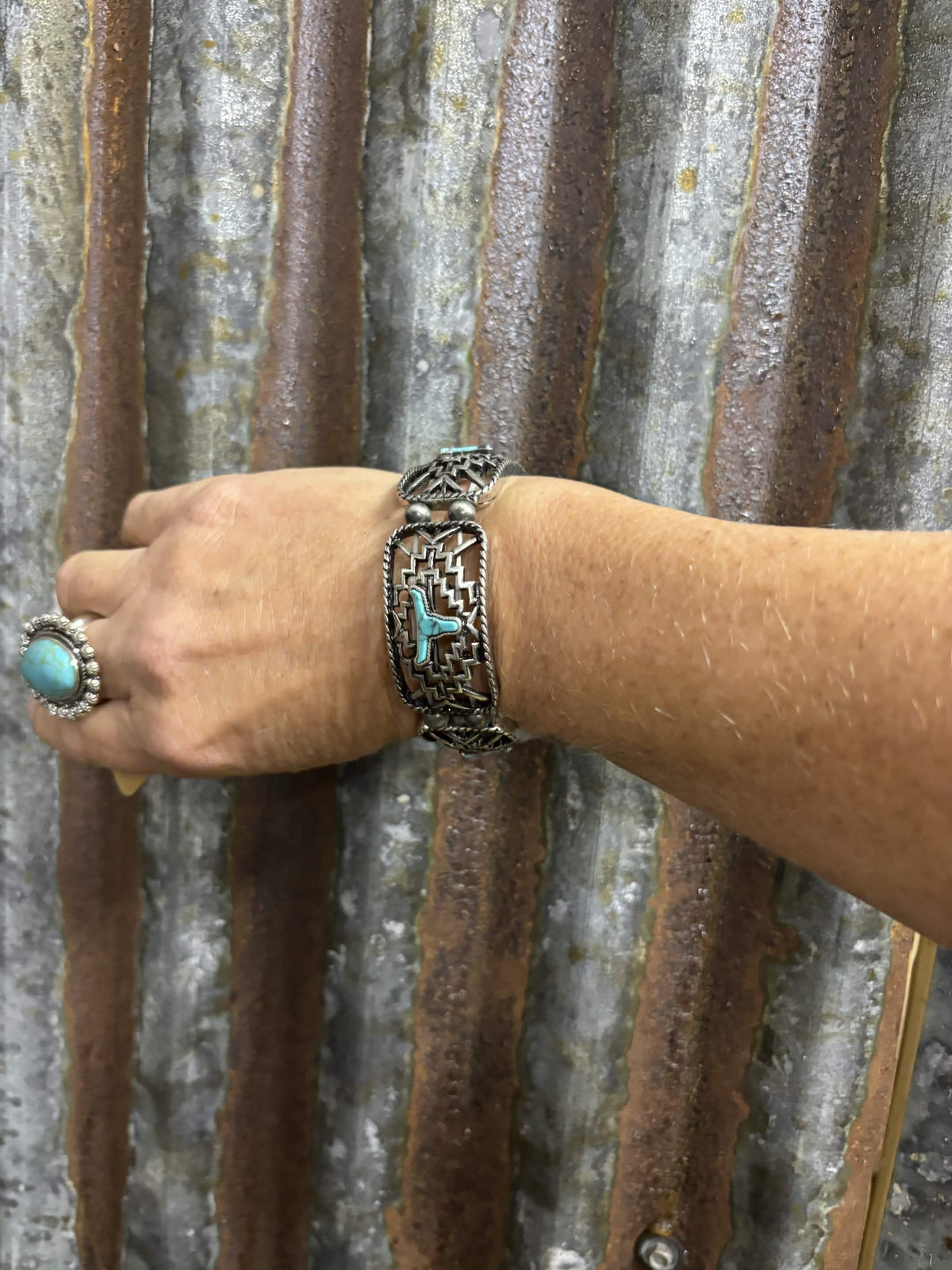 Turquoise Longhorn Panel Bracelet