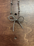 Silver Style Bow Beaded Necklace