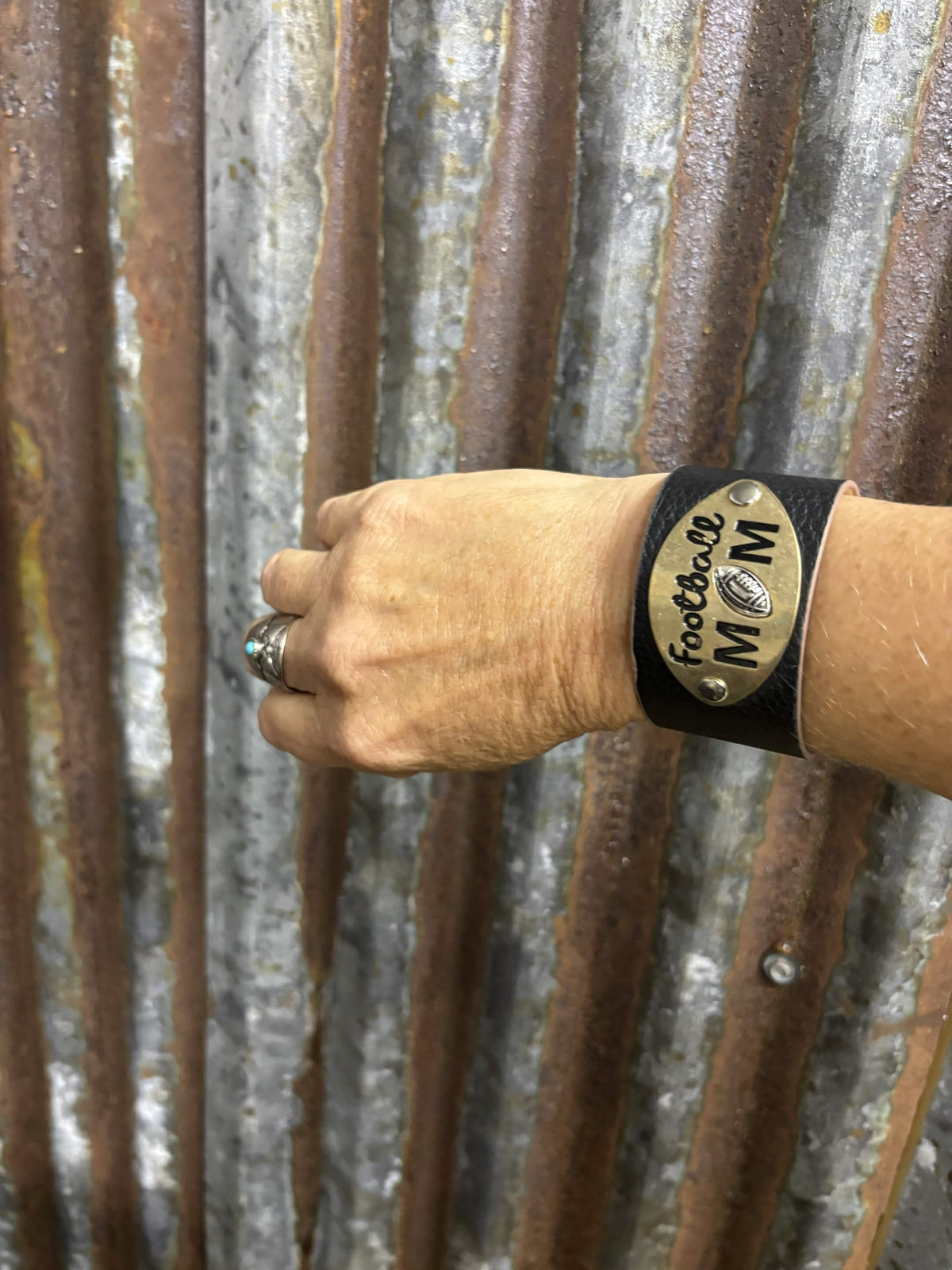 "Football Mom" Leather-Style Cuff Bracelet