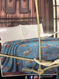 Plush Teal Tipi & Arrow Western Twin Blanket