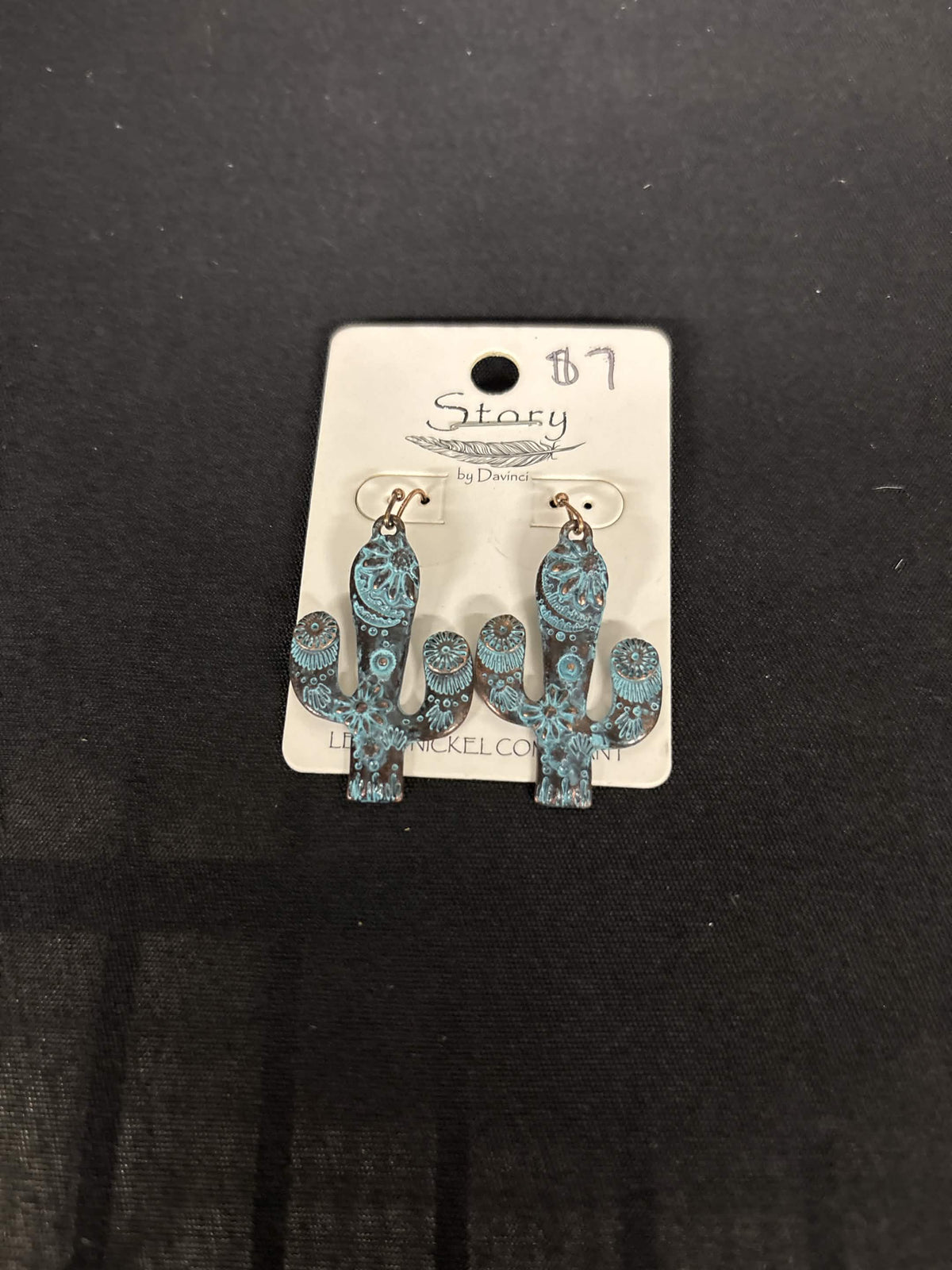 Southwestern Stamped Bronze-Tone Cactus Earrings