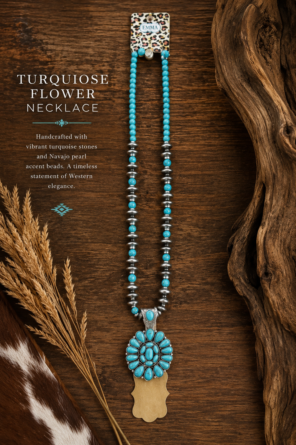 Squash Blossom Turquoise Flower Necklace