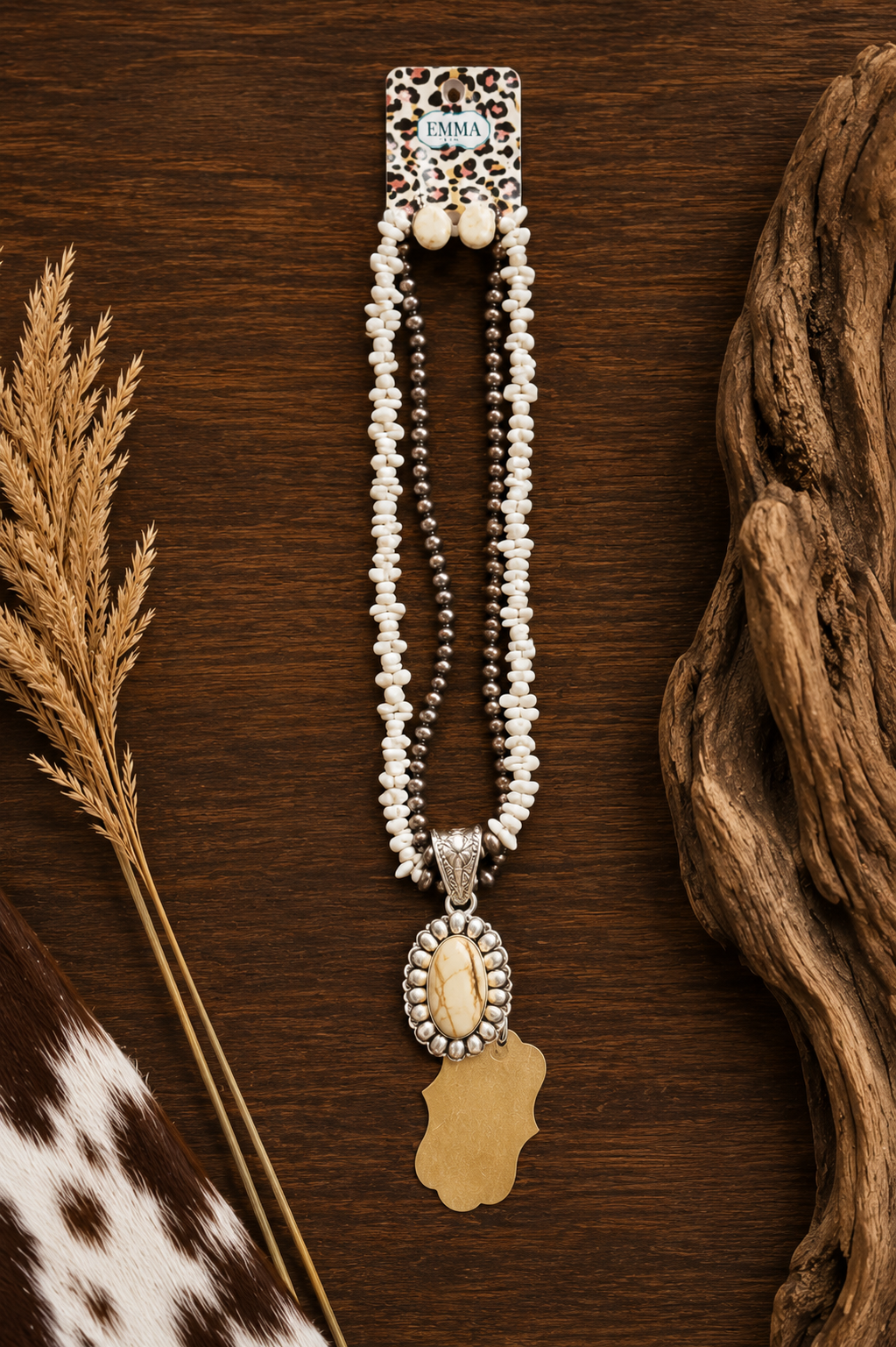 Squash Blossom Ivory and Copper Necklace