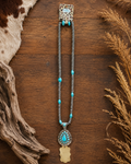 Squash Blossom Turquoise Teardrop Necklace