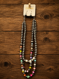 Silver and Multi Color Beaded Layered Necklace
