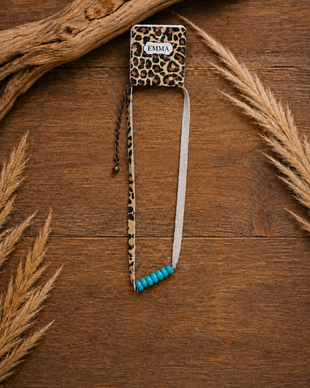 Faux Leather and Bead Necklace