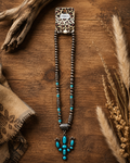 Turquoise Cactus Squash Blossom Necklace